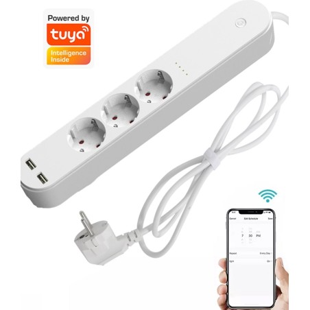 DENVER SHP-310U Smart strømstrip 3-stik 16A Hvid